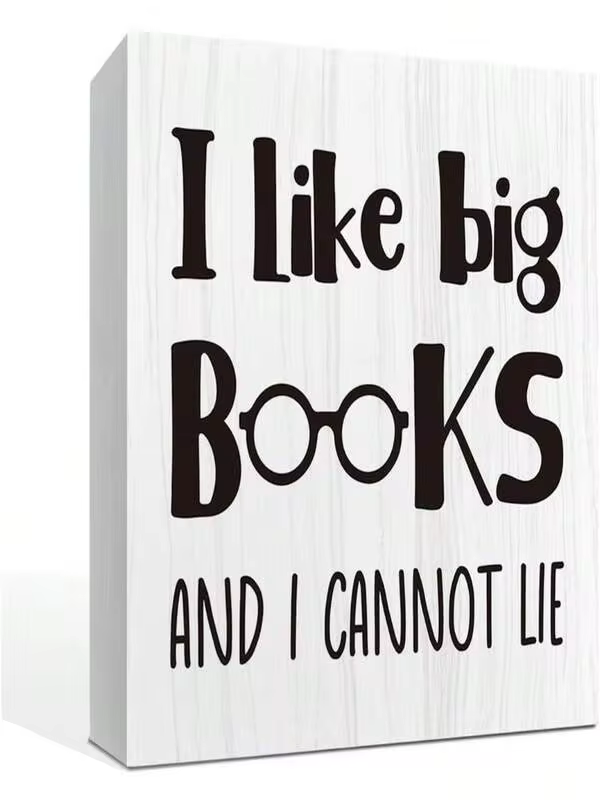2D Flat Book-Themed "I Love Big Books" Wall Decoration - Artificial Bookshelf Sign, Librarian Gift And Book Lover's Gift, 5x5 Inch Library Desktop Decoration With Bookworm Design, Bookshelf Decoration Suitable For Readers And Book Collectors, 2D Flat
