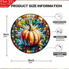 2D Flat, Painted-Style Pumpkin Light Catcher (8inchx8inch), Circular Window Decoration Pendant, Suitable Living Rooms, Bedrooms, Offices, Coffee Shops, Indoor And Outdoor Decoration, Holiday Decoration, 2D Flat - 1PC - 查看 2