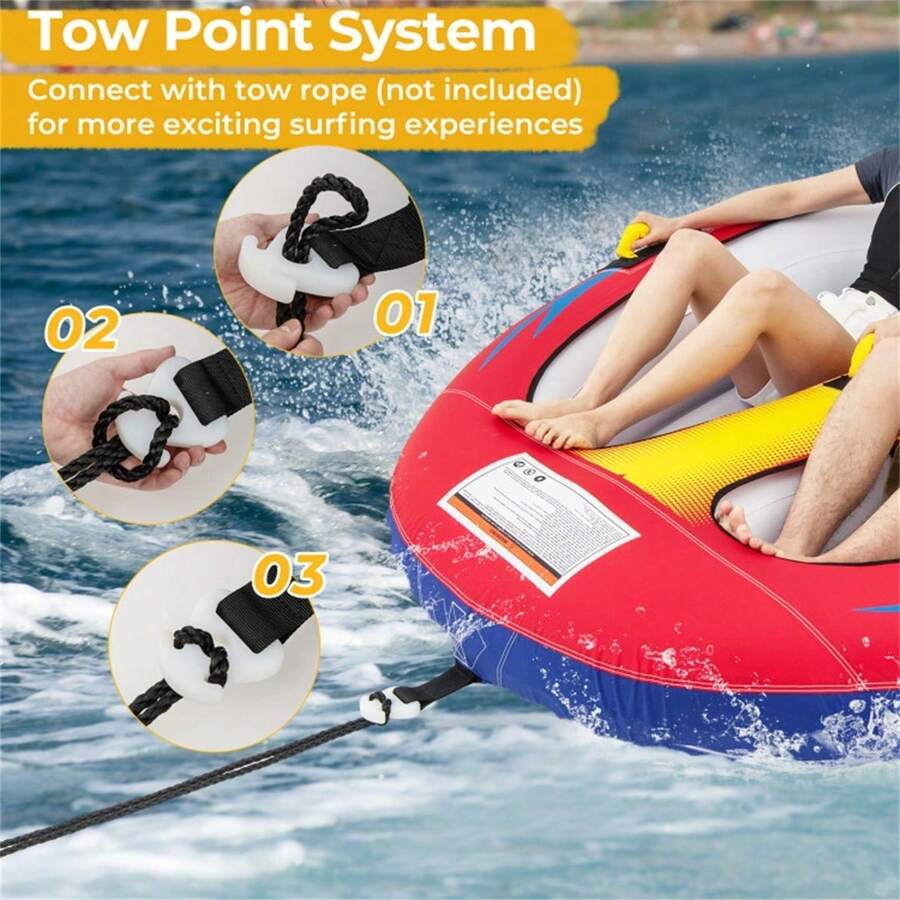 Inflatable Towable Tube For Boating With Drainage - Multicolor - View 1
