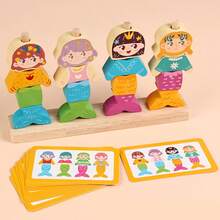 Wooden Expression Face Stacking Blocks With Geometric Shape Matching Challenge Cards, Tabletop Game, Expression Blocks Stacking Game, Children's Early Education Educational Puzzle Stacking Toy, Toddler Focus And Observation Training Educational Toy, Children's Birthday Holiday Gift - Multicolor - View 14