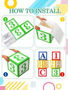 6pcs Colorful Cartoon ABC Letter And Number Balloon Box, Letter Decoration Box, Back To School, Preschool Graduation, Birthday, School Party, Popular Holiday Decoration Photo Props - Back-to-school Balloon Box Set - View 4