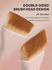 MAANGE 1 pieza Brocha de maquillaje profesional en ángulo , puede usarse como brocha para base, ultra suave, herramienta de maquillaje profesional, esencial para viajes, regalo de maquillaje. - Albaricoque - Ver 10