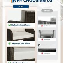 5-tlg. Polyrattan Gartenmöbel Set, Platzsparendes Outdoor Lounge Set mit Glastisch & versteckten Hockern, Wetterfest für Balkon & Terrasse - Beige - Übersicht 3