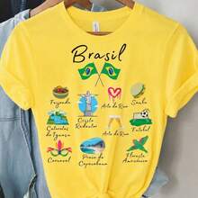 Women's T-Shirt Blouse For The Brazilian Cup 2026, Stylish, 100% - Màu vàng - Xem 1