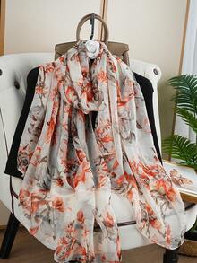 1 pieza Pañuelo de moda Pañuelo de viaje Pañuelo estampado nuevo Pañuelo para todas las estaciones 80*180CM Chal Pañuelo de seda para mujer Pañuelo de cuello de lujo Pañuelo largo popular para exteriores - Multicolor - Ver 4