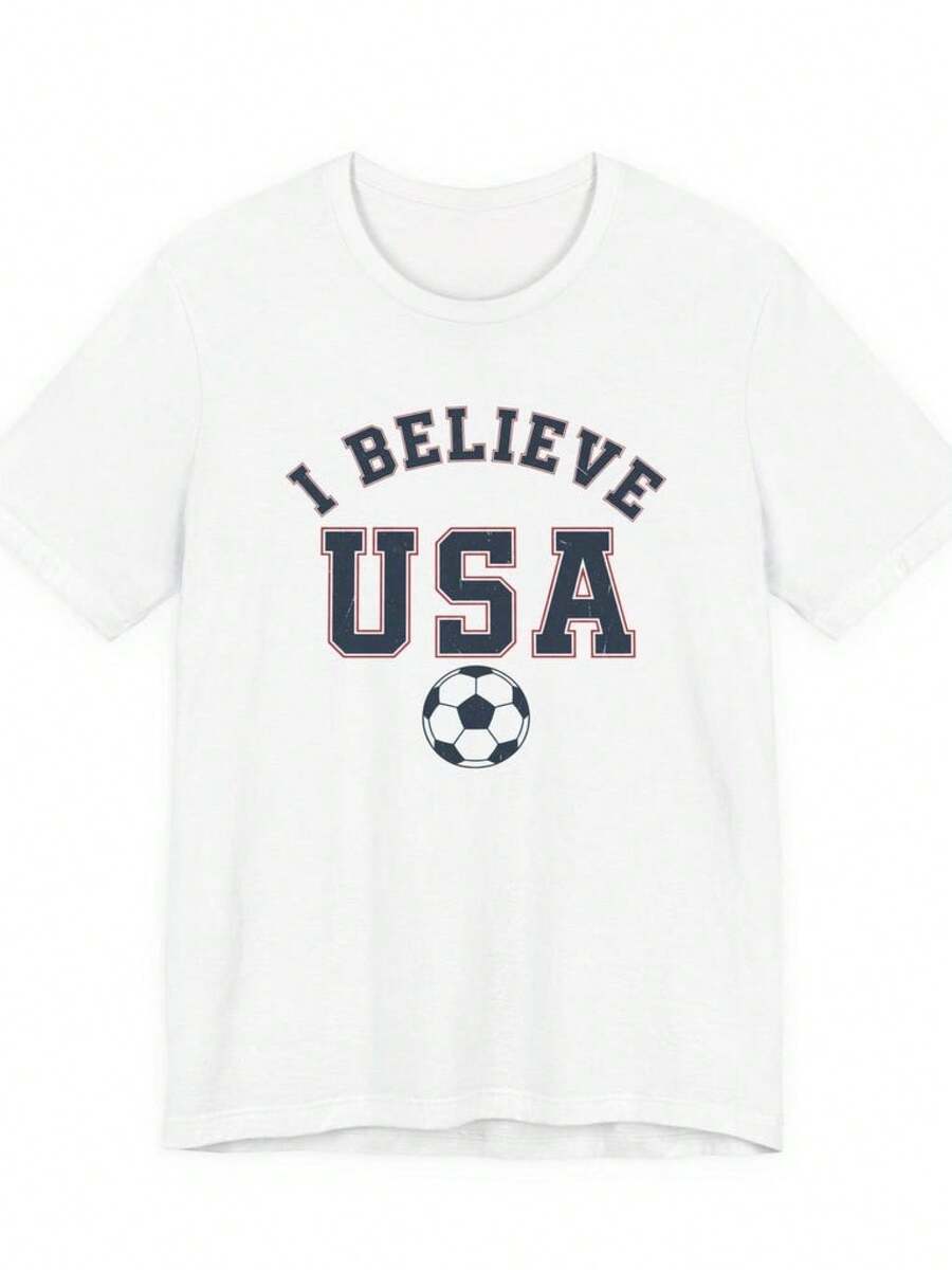 USA Soccer Shirt | I Believe Vintage College Tee | Retro 1970s Collegiate USMNT World Cup Premium Cotton Fan Gift - 黑色 - 查看 1