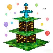 Kệ bánh cupcake 3 tầng phong cách Pixel Art, tháp tráng miệng bằng giấy dễ lắp ráp, trang trí trò chơi retro và anime, hoàn hảo cho tiệc sinh nhật, tiệc mừng đầy tháng và tiệc theo chủ đề - Nhiều màu - Xem 7