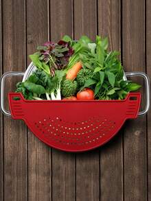 2pcs Clip-On Strainer, Plastic Colander, Kitchen Drainer, Pot Rim Strainer, Residue Separator, Rice And Vegetable Washer, Plastic Colander, Suitable For Vegetables And Fruits, Kitchen Gadget, Fits All Pots And Bowls - Multicolor - View 10