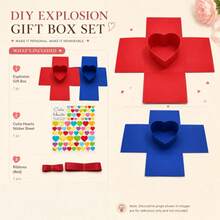 กล่องของขวัญสีแดง + ริบบิ้นสีแดง + สติกเกอร์ DIY - C-สีแดง - ดู 5