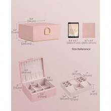 SONGMICS Caja Joyero Estuche de Joyas con 2 Capas con Asa Bandeja Flexible 20.5 x 24 x 11 cm MJBC165R01 - Rosa Jalea - Ver 6