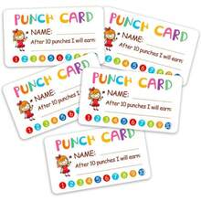 50pcs Cute Punch Cards With Hole Puncher - Motivational Behavior Incentive Reward System - Colorful, Durable, And Easy To Use - Greeting Cards - View 4