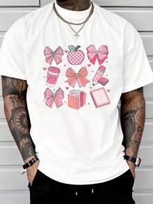 Men's 100% Pure Cotton Oversized Short-Sleeved T-Shirt Cute Pink Bow Print Apple Coffee Cup Graphic Casual Summer Breathable Soft Streetwear Everyday Wear Christmas Gift New Year Gift Valentine's Day Gift Easter Gift Birthday Gift for Him Boyfriend Brother  Relaxed Fit Lightweight Comfortable Top with Playful Book Notebook Illustrations Ideal for Holiday Gifting European Festive Season Present Stylish Casual Tee for Men's Daily Outfits Summer Vacation Wear Beach Outings Hanging Out with Friends Family Gatherings Versatile Easy-to-Match T-Shirt That Combines Comfort and Fashion Perfect Gift Choice for European Holidays Like Christmas Valentine's Day Easter and Birthdays Popular  Style Men's Short Sleeve Tee with Adorable Cartoon-Inspired Prints Soft Touch Fabric Breathable for Hot Weather Relaxed Silhouette That Flatters All Body Types Eye-Catching Print Design That Adds a Fun and Playful Vibe to Any Outfit Great for Gifting During European Festivals or Special Occasions Such - Weiss - Übersicht 6
