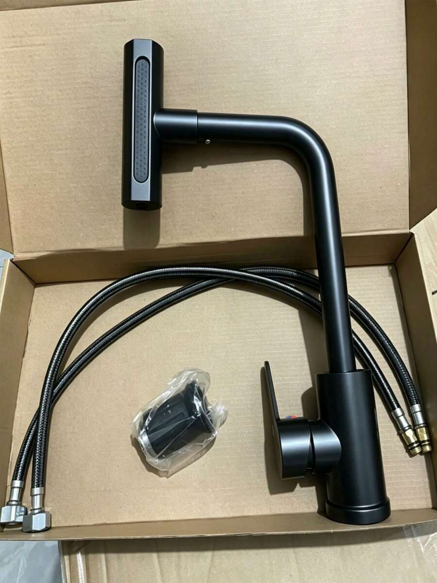 Grifo de cocina moderno de doble función con 4 modos, diseño de cascada de acero inoxidable con agua fría y caliente, surtidor alto con giro de 360°, con cabezal rociador y manijas de control dual, instalación de un solo orificio, apto para fregadero de cocina y tocador de baño, fácil instalación, accesorio moderno esencial para el hogar, ideal para renovación del hogar