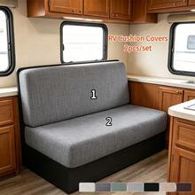 2pcs/Set Jacquard RV Dinette Cushions Covers Stretch Dust-Proof Couch Slipcover Hotel Booth Seat Covers RV Camper Car Backrest Cover - Multicolor - View 2