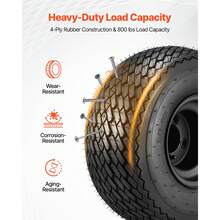 Golf Cart Wheels, 8" 18x8.50-8 Black Steel Golf Cart Tires And Wheels Combo (Set Of 4) Fit Club Car, EZGO, Yamaha, 4 Ply Rubber 4-Lug Lawn Mower Tires & Rims Assembly, 800 Lbs Load, All-Terrain - 8" 18x8.50-8 - View 4