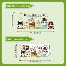 1PC Colorful Cute Cat Wall Decal, Cartoon Cat Combination Decorative Sticker, Removable PVC, Game Room / Children's Bedroom / Nursery Decoration - View 6