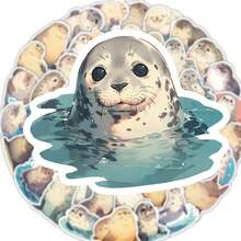 Cute Seal Stickers, 50Pcs Ocean Animal Themed Decals, Waterproof Vinyl Stickers For Marine Lovers, Planners, Phone Cases & Daily Decor School Supplies - Sticker - View 7