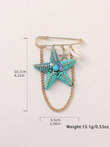 1 pieza Broche hecho a mano con conchas marinas y borlas, estilo bohemio de vacaciones en la isla, adecuado para uso diario casual de mujeres, hebilla ajustable para la cintura y decoración de sombreros, la forma artesanal puede variar ligeramente - estrella de mar - Ver 5