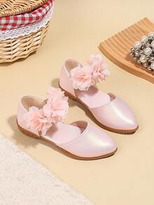 New Sweet Princess Shoes For Girls, Spring/Summer Fashion Pink Lace Flower Design Flat Shoes - Pink - View 4