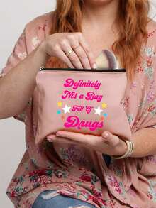 "Definitely Not Full Of Medicine" Makeup Bag, Colorful Sarcastic Letter Print Zipper Pouch, Portable Travel Toiletry Bag, Lightweight Medicine Storage Bag, Reusable Pill, Cosmetic, Small Accessory Organizer, Humorous Gift For Women, Friends And Travel Enthusiasts, Back To School Gift, Teacher's Day Gift - Multicolor - View 6