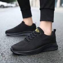 Lightweight And Breathable Casual Sports Shoes, Unisex, Comfortable Running And Fitness Shoes, Black And Versatile, Suitable For All Seasons. - Black - View 7