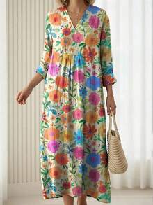 26 New Models Of 3D Printed V-Neck Fashionable And  Patchwork Women's Dresses - CVLYQB84UZKTSQT - View 9