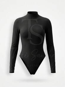 CACHARREL Suplex Bodysuit Second Skin Long Sleeve High Neck - 黑色的 - 查看 7