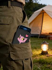 Sarung Pelindung Ponsel Model Baru dengan Motif Kucing Lucu, Tas Penyimpanan Ponsel Luar Ruangan Warna Hitam, Tas Ponsel Model Langsung, Terbuat dari Bahan Neoprene Tahan Guncangan dan Debu, Lapisan Dalam Lembut dan Elastis, Portabel, Unisex - MultiWarna - View 2