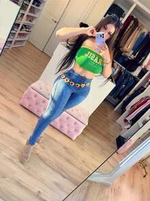 5-BUTTON JEANS WITH APPLIQUÉ - Blue - View 6
