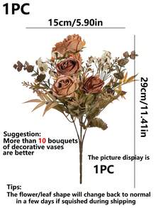 1/3/60 pezzi profumo di rose artificiali vintage con bordi bruciati, fiori finti di alta qualità anti-ossidazione con tocco realistico, decorazione per la casa per tavolo del soggiorno, giardino esterno, scene di matrimonio e fidanzamento - Marrone arancio - Visualizzare 3