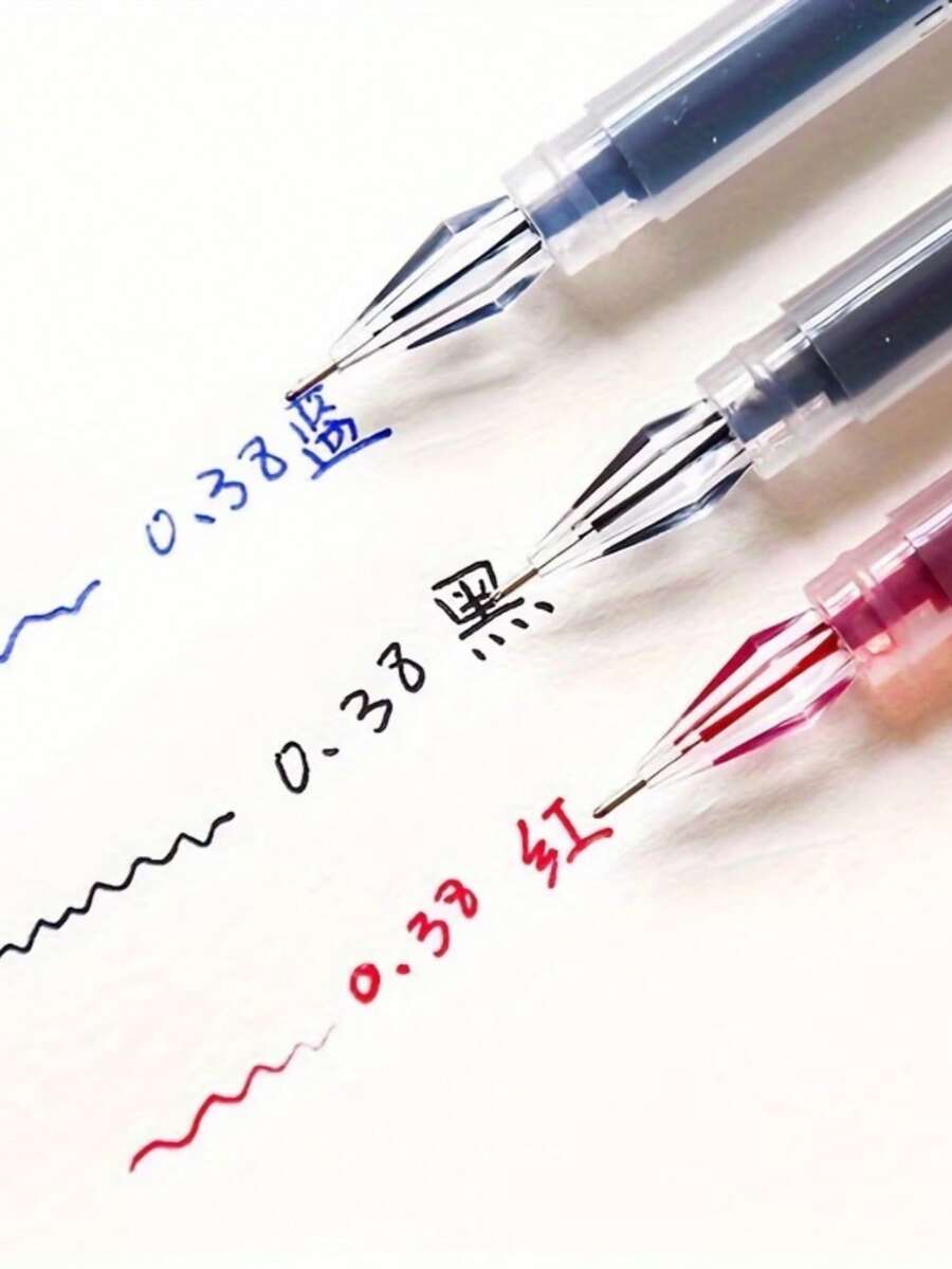 15pcs Canetas de Gel com Ponta de Diamante, Ponta Fina 0,38mm Recargas de Tinta Preta/Azul/Vermelha de Grande Capacidade, Adequadas para Exames, Assinaturas, Escrita, Material Escolar e de Escritório - Multicolorido - Ver 1