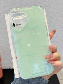 可愛簡約粉色蝴蝶結波點手機殼，適用於 iPhone 17 Pro Max、17 Pro、17 Air、17、16、15、14、13、12、11 Pro Max Plus，柔軟防護背蓋，女孩禮物 - 綠色 - 查看 6