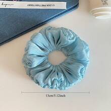 1pc Soft Pleated Flower Bud Scrunchie, Versatile Sweet Girl Fashion Hair Tie Hair Accessory Ponytail Elastics Rubber Bands - Multicolor - View 2