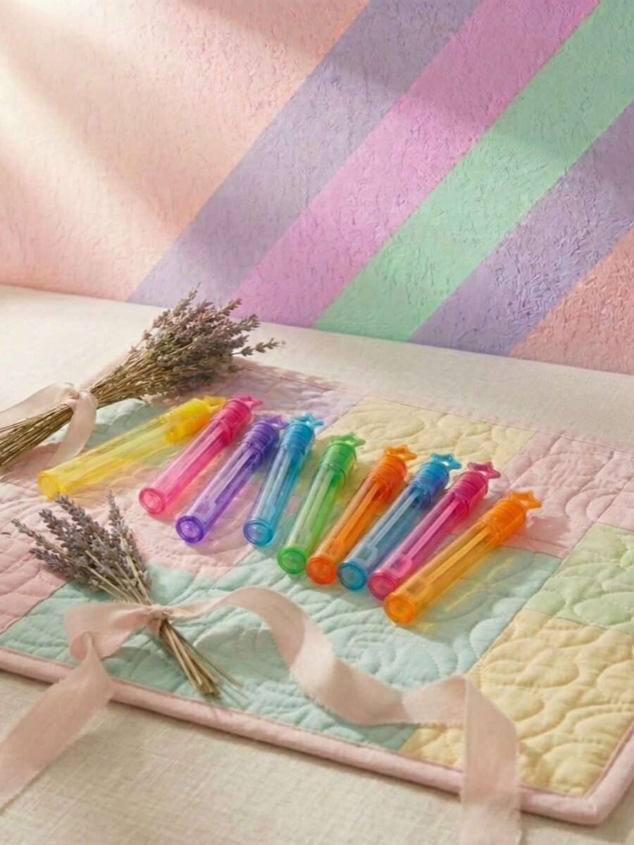 12/24/48/60 piezas Mini tubos de burbujas, juguetes para soplar burbujas para adolescentes, varitas de burbujas de colores, recuerdos de fiesta (líquido para burbujas no incluido) - Multicolor - Ver 1