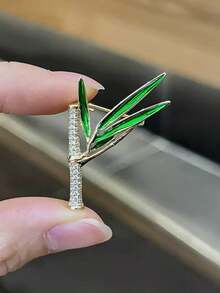 1pc Vintage Exquisite Bamboo Brooch, Simple Fashion Clothing Accessory, Versatile Clothing Pin - Multicolor - View 7