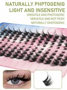 104 Clusters Fluffy Eyelash Clusters, Cartoon Style Long Eyelashes, Suitable For Beginners To Use At Home, Super Thick False Eyelashes, Suitable For Various Occasions, Weddings, Evening Parties, Can Be Freely DIY. Eyelash Clusters, Single Eyelashes, False Eyelashes, False Eyelashes - View 3