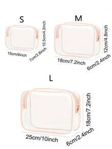 4/3/2/1 Pc S/M/L Fashion Simple Unisex Cosmetic Bag, Waterproof Transparent Makeup Bag, 1 Quart Capacity, Unisex, Carry-On Approved, Ideal For Travel Makeup Storage. - Multicolor - View 8