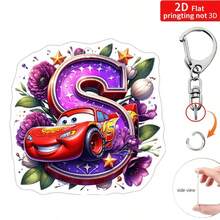 Bộ móc khóa 2D phẳng 1 chiếc, hình hoạt hình chữ cái hoa xe hơi, mặt dây chuyền acrylic chủ đề giấc mơ "A-Z" kèm dây xích, phụ kiện treo túi sáng tạo - Nhiều màu - Xem 31