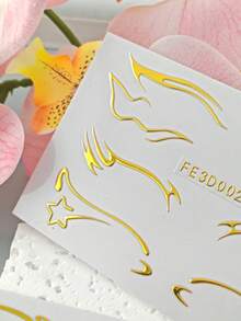 2pcs 3D Gold Eyeliner Sticker Face Sticker Body Makeup Music Festival Party Eye Makeup Decoration - Gold - View 5
