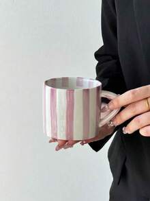 1 Juego de taza y platillo de cerámica a rayas azul y blanco, juego de café/té de color de contraste retro, juego de té de la mañana/tarde con amigos, decoración de apartamento, regalo para compañeros de trabajo - Multicolor - Ver 18