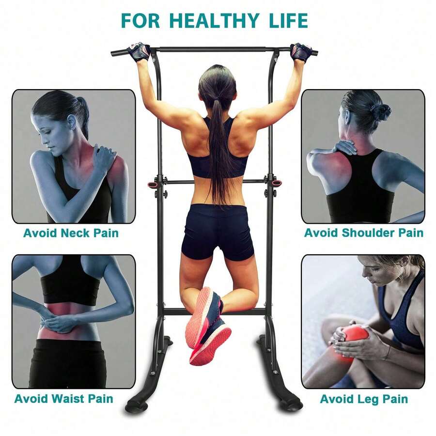 Power Tower Workout Dip Station Pull Up Bar, Height Adjustable Multi-Function Dip Stand For Home Gym Strength Training Fitness Equipment - Default - View 1