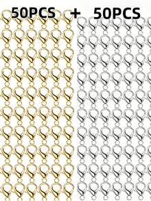20 pièces/200 pièces Fermoirs mousquetons en alliage doré et argenté, convient pour bracelet, collier, accessoires de fabrication de bijoux DIY - fermoir mousqueton - Voir 10