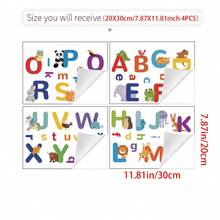 26個字母動物裝飾貼紙，幼兒園教育趣味牆貼，PVC材質 - 20*30cm*4PCS - 查看 8