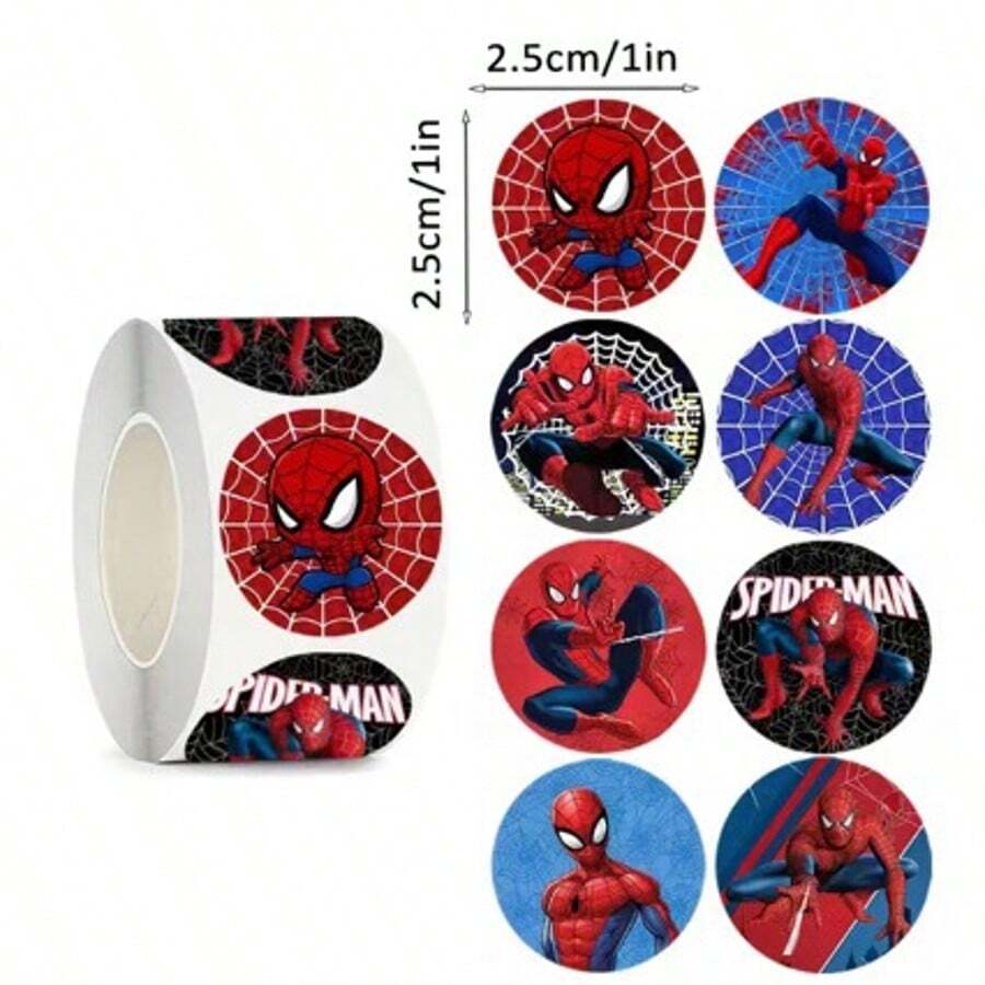 500pcs Round Roll Stickers, Superhero Stickers, Suitable For Holiday Party, Birthday Gift, Anniversary, Welcome Gift, Party Gift, Fan Series, Perfect Gift - Multicolor - View 1