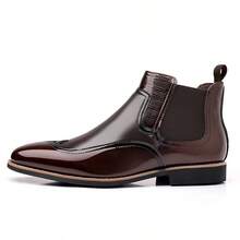 Men's British Style Ankle Boots, Vintage Handmade Boots, High-Top Chelsea Boots - Brown - View 4