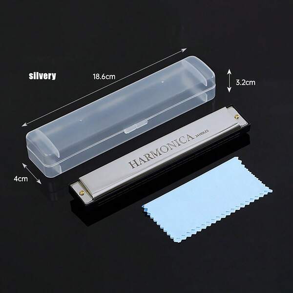 (1 pièce) Harmonica à 24 trous, harmonica en métal de tonalité Do, non accordable, 5 couleurs disponibles, convient aux débutants