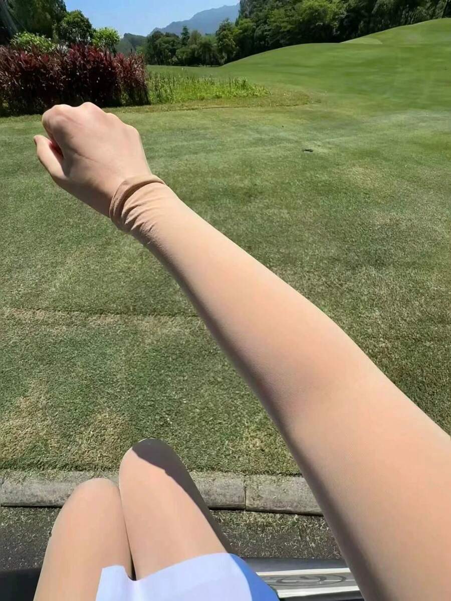 1/2/3/5 Pairs Women's Sun Protection UV-Resistant Long Solid Color Straight-Cut Skin-Tone Arm Sleeves, Thin Invisible Natural Skin-Tone, Unisex Teenager Sun Protection Breathable Sports Sleeves With Thumb Holes, Ultra-Thin Breathable Cool Comfortable, Suitable For Outdoor Sports, Cycling, Running, Travel - One Size - View 1