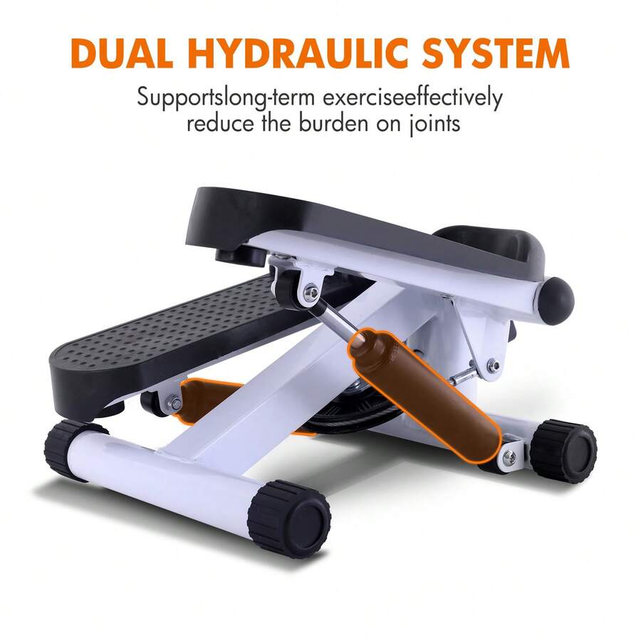 Steppers For Exercise, Stair Stepper With Resistance Bands, Mini Stepper With Loading Capacity, Hydraulic Fitness Stepper With LCD Monitor - White With Drawstring - View 1