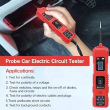 Automotive Circuit Tester With 4.5m Cable, Car Voltage Tester, Short Finder With Flashlight For Vehicle Wiring Repair, Truck, Engine, And Boat Diagnostic Tools - Red - Red - View 6