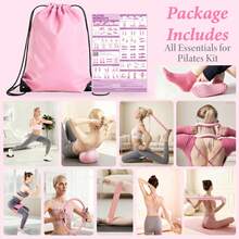 Pilates Kit For Home Workouts, Pilates Equipment Ring And Ball Set, Pilates Essentials Kit For Women, Home Pilates Workout Kit, Pilates Starter Kit For Women At Gym Studio Travel - Pink - View 7